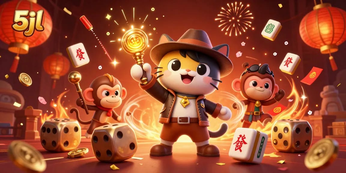 Engage with 5jl-themed 3D casino adventure showcasing an archaeologist cat and magical items.