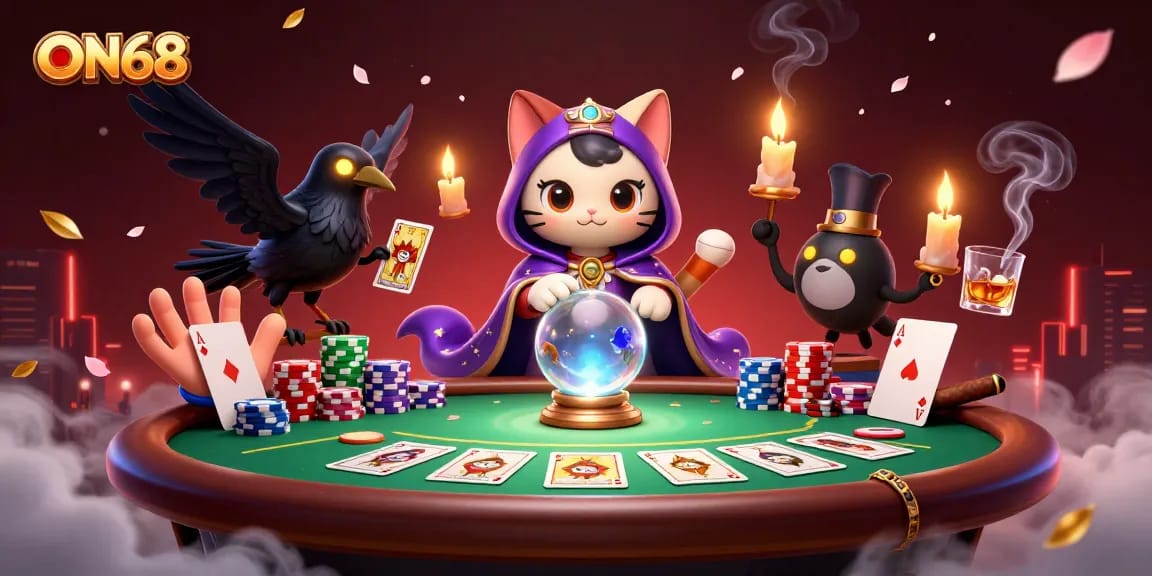 Engage with ON68's vibrant casino atmosphere through a mystic scene with exciting gaming elements.
