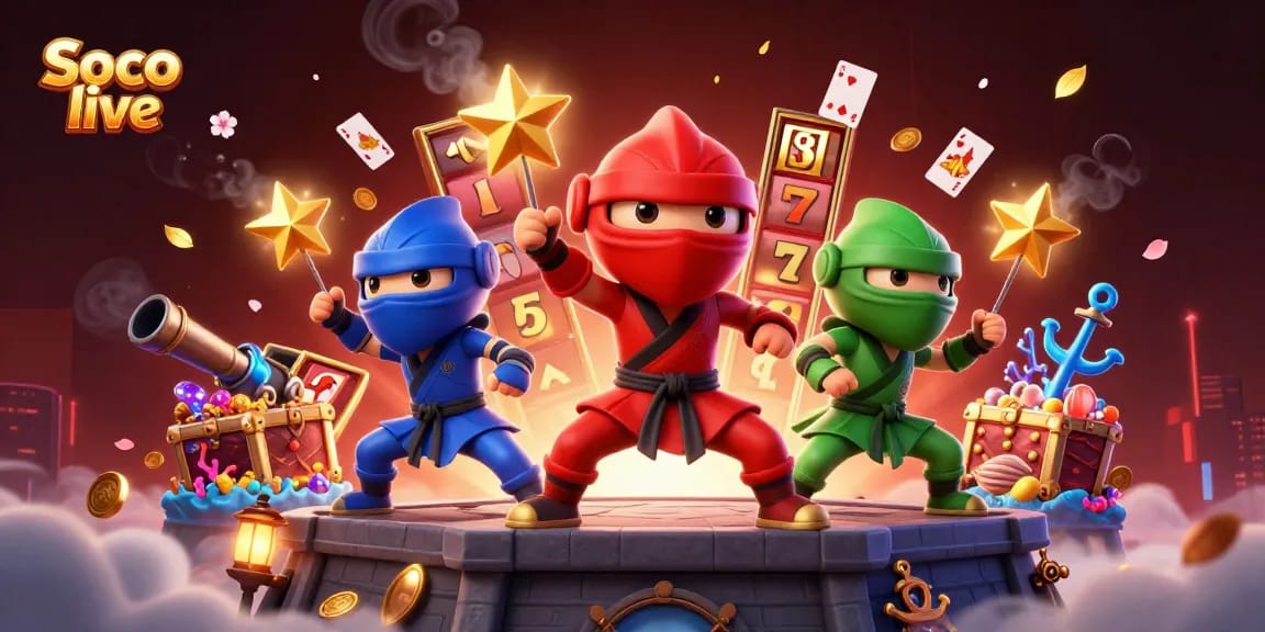 Soco live showcases a vibrant cartoon scene with chameleons and dynamic casino elements.
