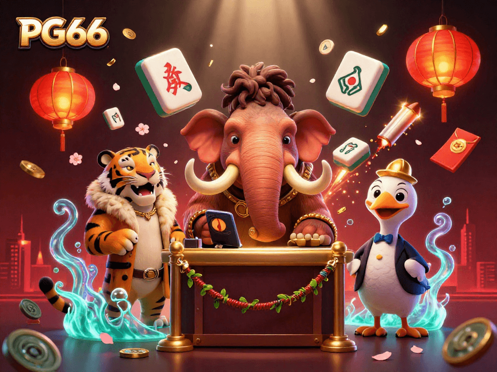 Join PG66 for an exciting gambling experience with vibrant scenes of casino life and thrilling game elements.