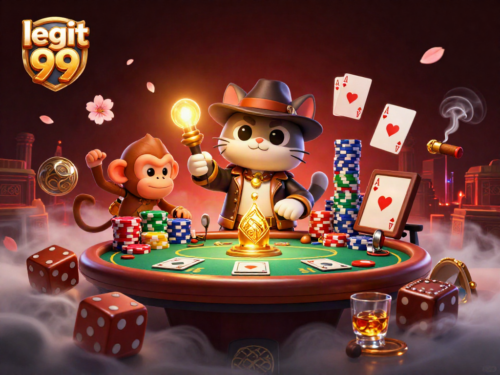 A 3D explorer cat and monkey companion discovering a golden artifact at legit 99 casino.