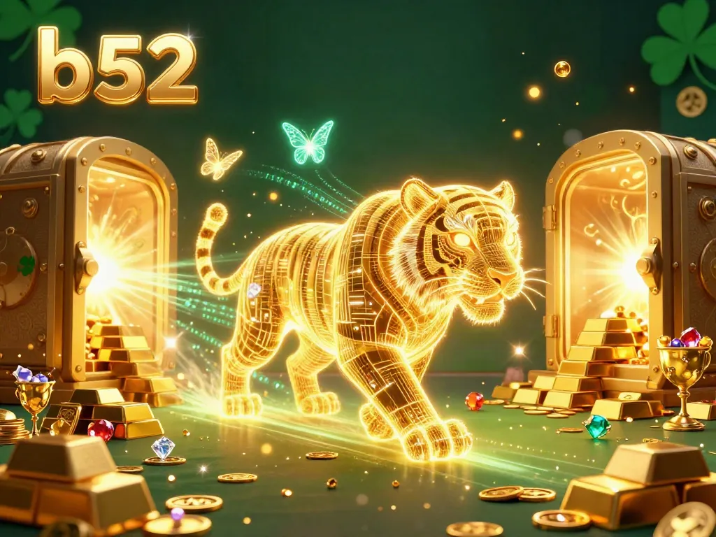 Experience the excitement of b52 in a vibrant casino scene with golden treasures and captivating characters.