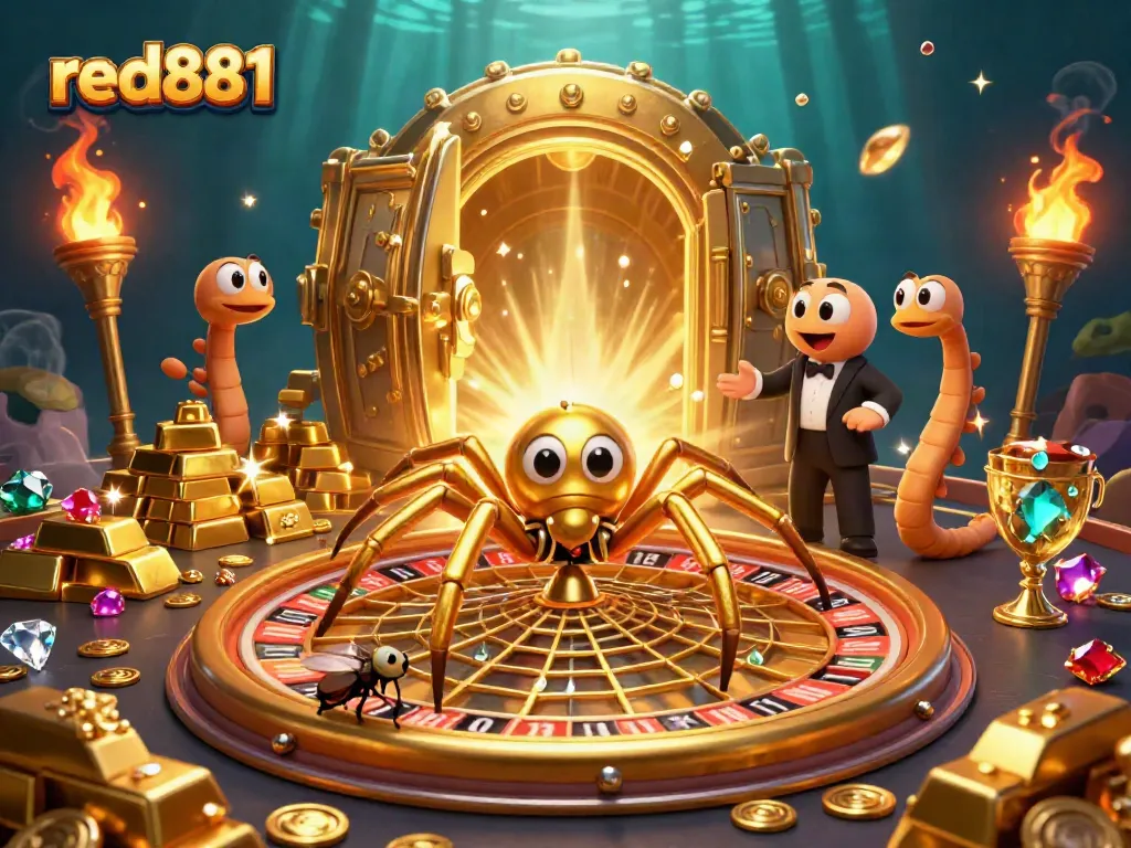 Experience thrilling gameplay with red881 as a golden spider spins a roulette web and a centipede croupier presides.