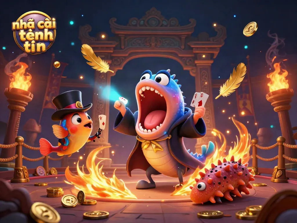 Experience the thrill of nhà cái tặng tiền with vibrant casino action and dynamic characters in a magical underwater setting.