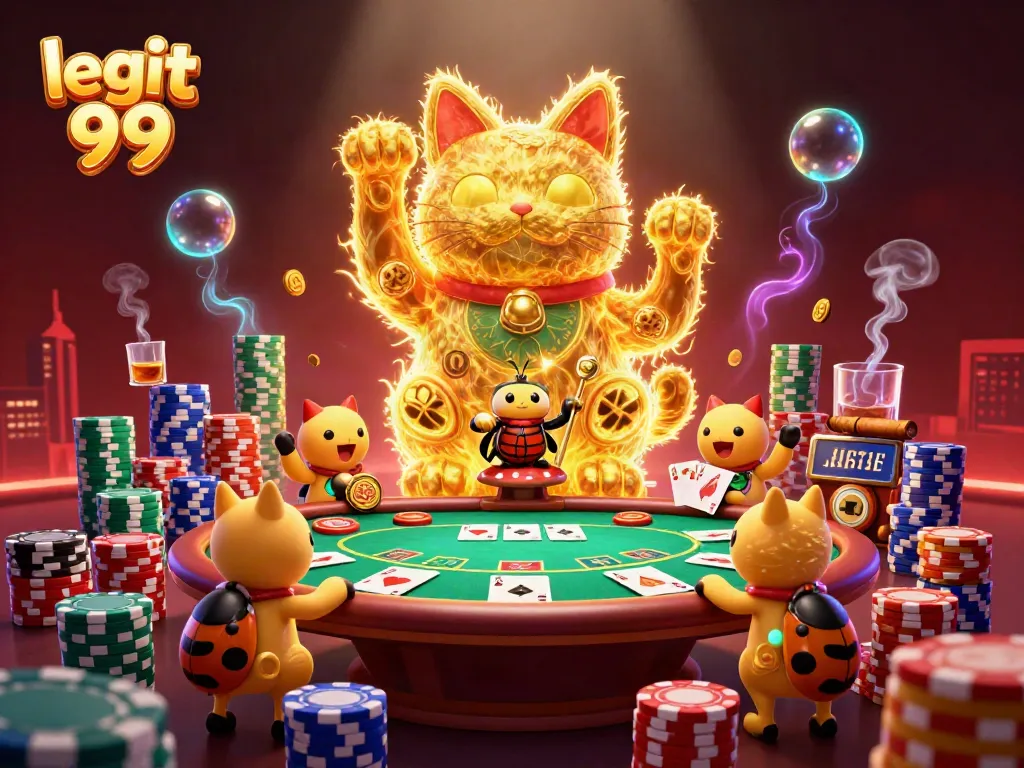 Engage with the vibrant world of legit 99 casino gaming, showcasing exciting poker elements and lively characters.