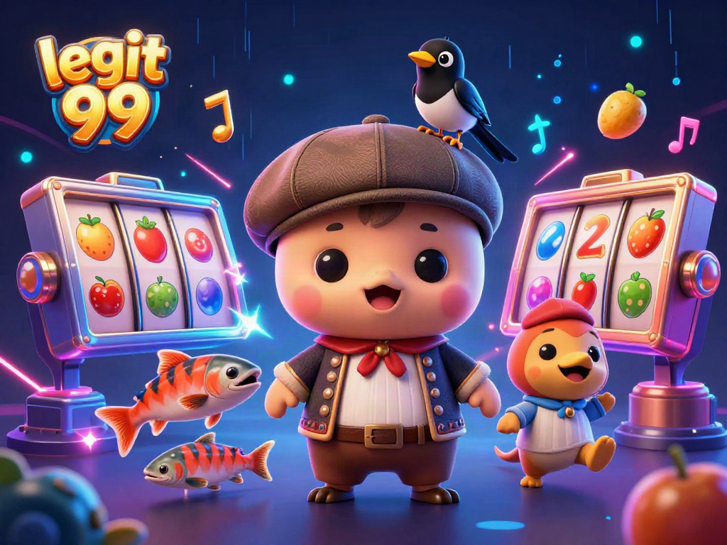 Engage with legit 99 through this vibrant slot game scene featuring cartoon baby Nessie and friends